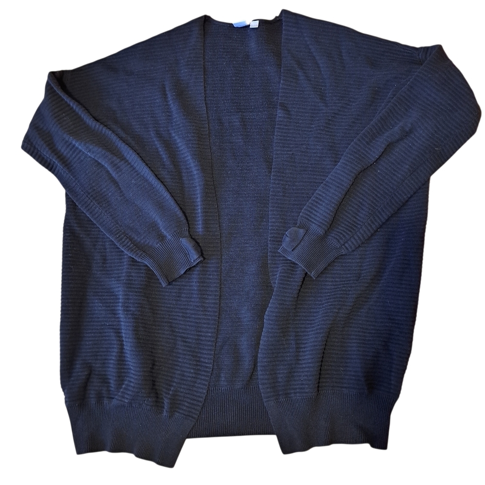 Twik Black Ribbed Open Front Cardigan | Size S | Relaxed Fit